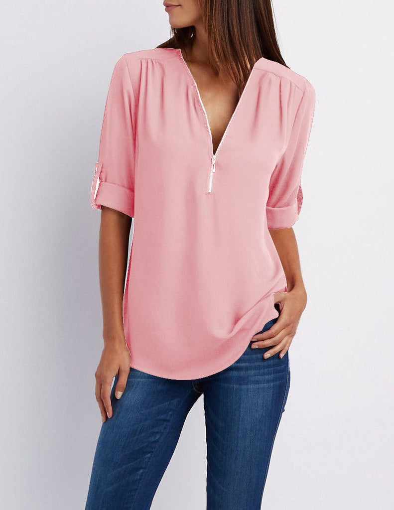 WW | Chiffonbluse mit Reißverschluss