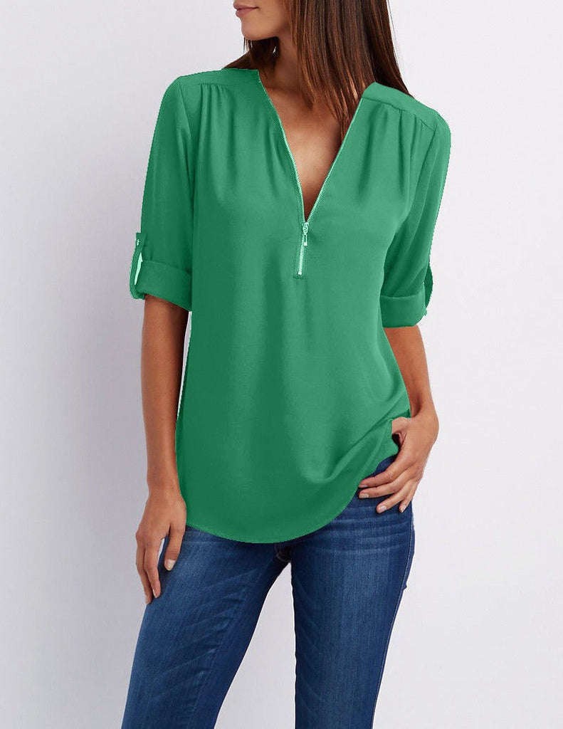 WW | Chiffonbluse mit Reißverschluss