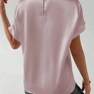 WW | Satin T-Shirt Mit Umgeschlagenen Ärmeln Für Damen