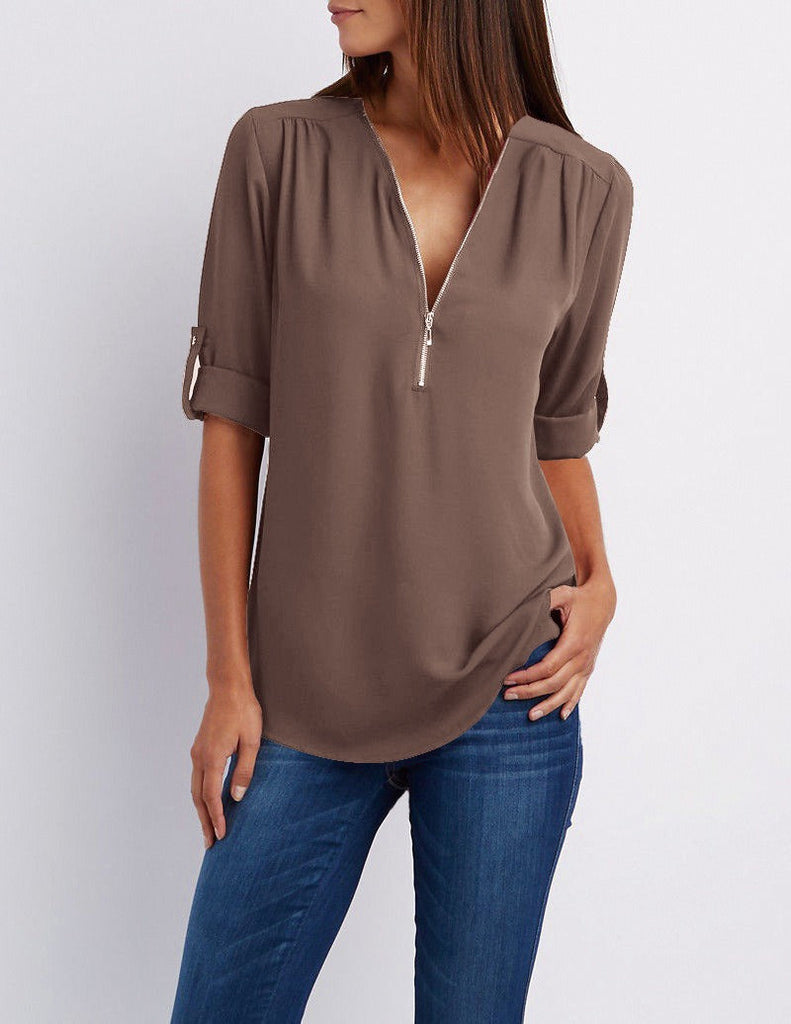 WW | Chiffonbluse mit Reißverschluss
