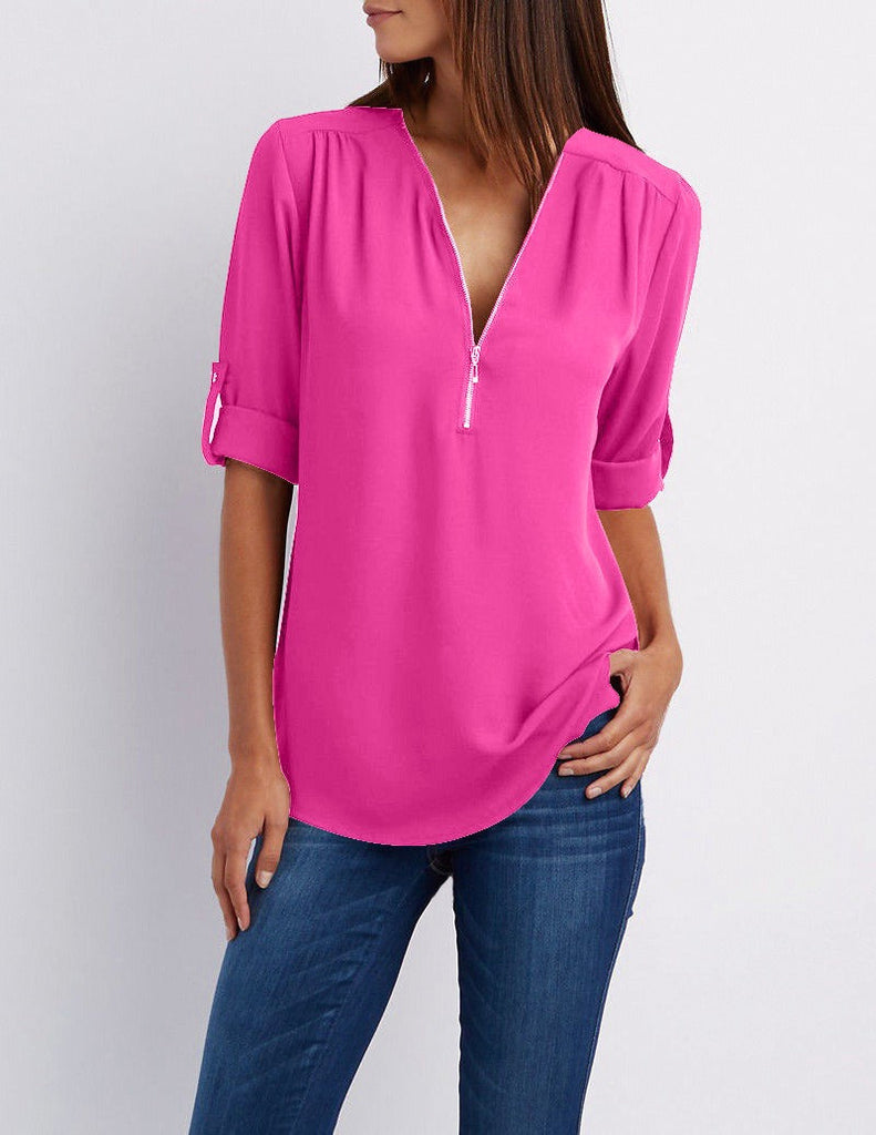 WW | Chiffonbluse mit Reißverschluss