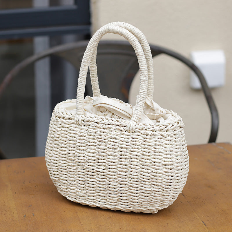 WW | Strohverarbeitet Strand Rattan Schultertasche