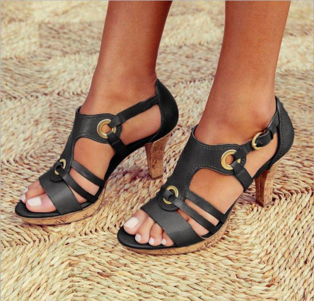 WW | Dicke Absatz Ethno Damensandalen