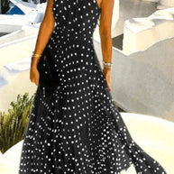 WW | Boho Drucken Patchwork Halter Plissierte Kleider