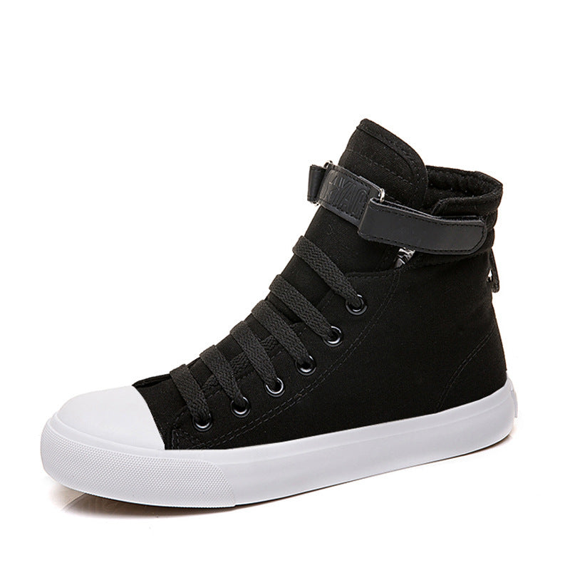 WW | Damen High Top Leinenschuhe in Schwarz Mit Klettverschluss