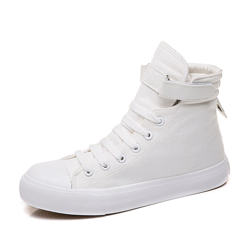 WW | Damen High Top Leinenschuhe in Schwarz Mit Klettverschluss