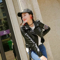 WW | Damen Lederjacke Mit Coolem Aufdruck