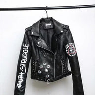 WW | Damen Lederjacke Mit Coolem Aufdruck