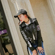 WW | Damen Lederjacke Mit Coolem Aufdruck
