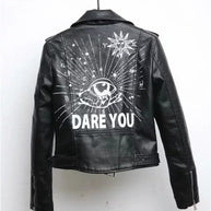 WW | Damen Lederjacke Mit Coolem Aufdruck