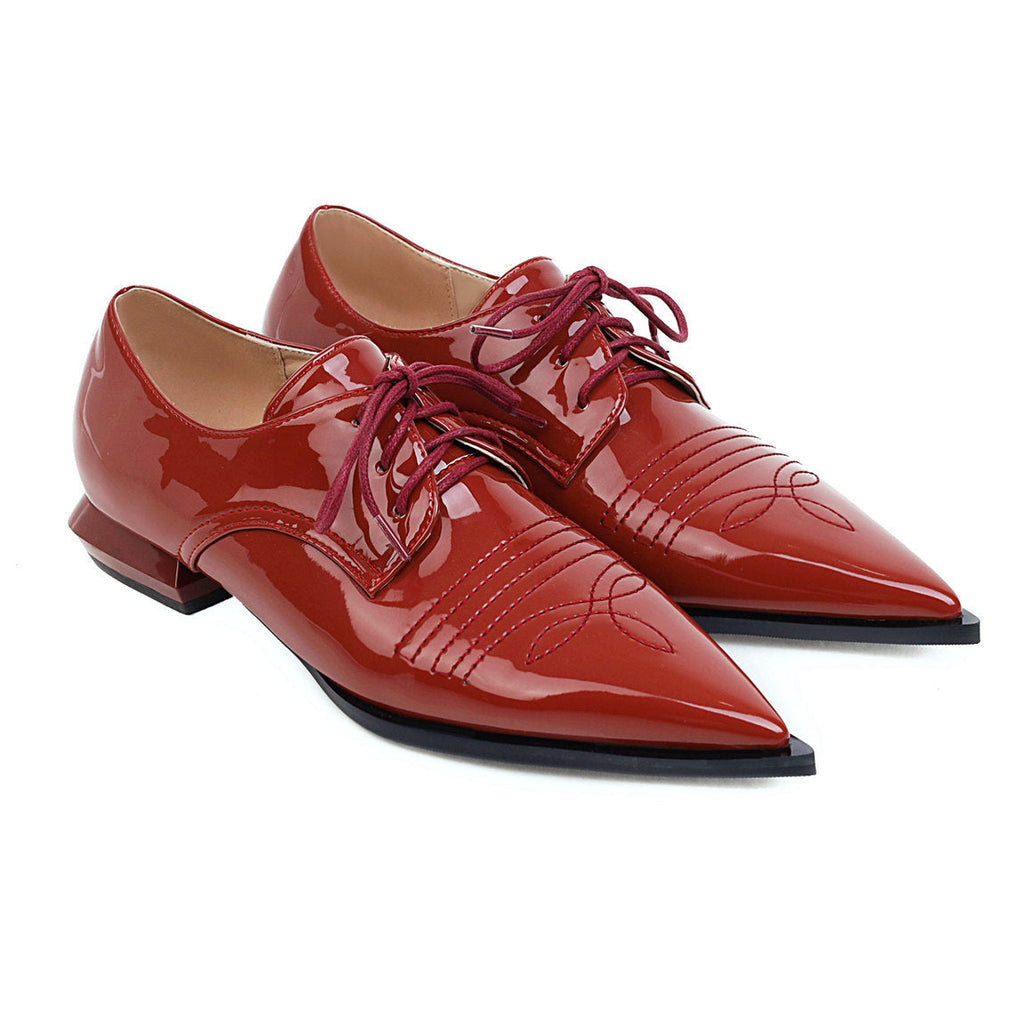 WW | Modische Damenhalbschuhe Mit Spitze Und Schnürung