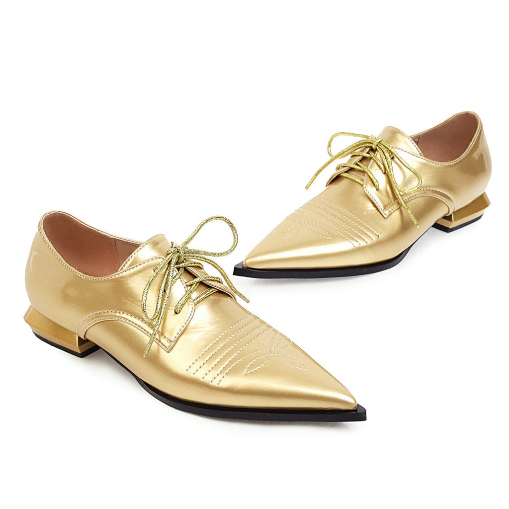 WW | Modische Damenhalbschuhe Mit Spitze Und Schnürung