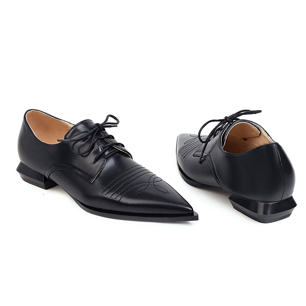 WW | Modische Damenhalbschuhe Mit Spitze Und Schnürung