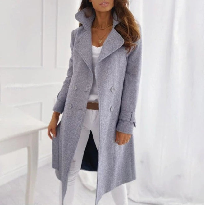 W&W Mode | Eleganter Langer Freizeitmantel Aus Wolle