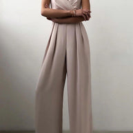 WW | Lässig Einfarbig Patchwork V-Ausschnitt Lockere Jumpsuits