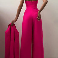 WW | Lässig Einfarbig Patchwork V-Ausschnitt Lockere Jumpsuits