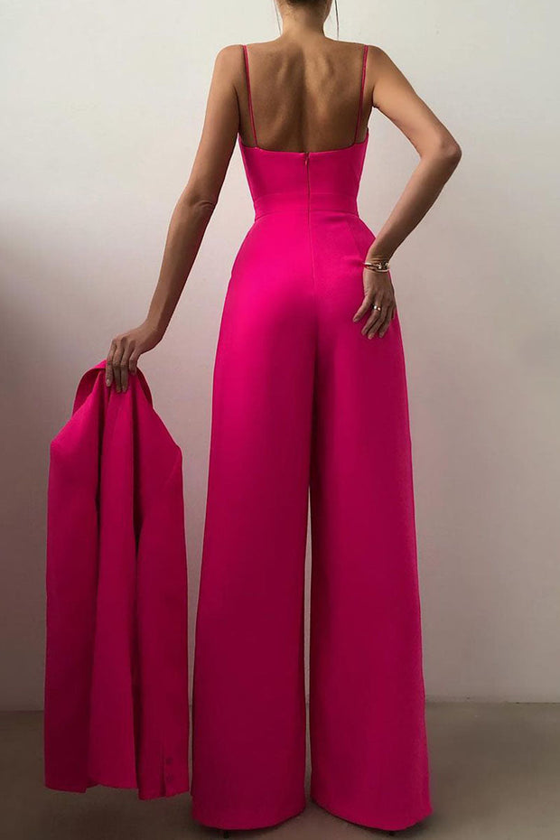 WW | Lässig Einfarbig Patchwork V-Ausschnitt Lockere Jumpsuits