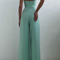 WW | Lässig Einfarbig Patchwork V-Ausschnitt Lockere Jumpsuits
