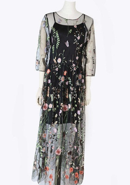 WW | Boho Mesh Kleid Mit Blumenmuster