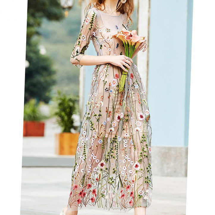 WW | Boho Mesh Kleid Mit Blumenmuster