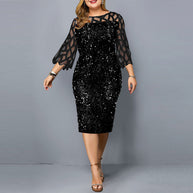 WW Damenkleid mit Lotusblatthülse und Pailletten