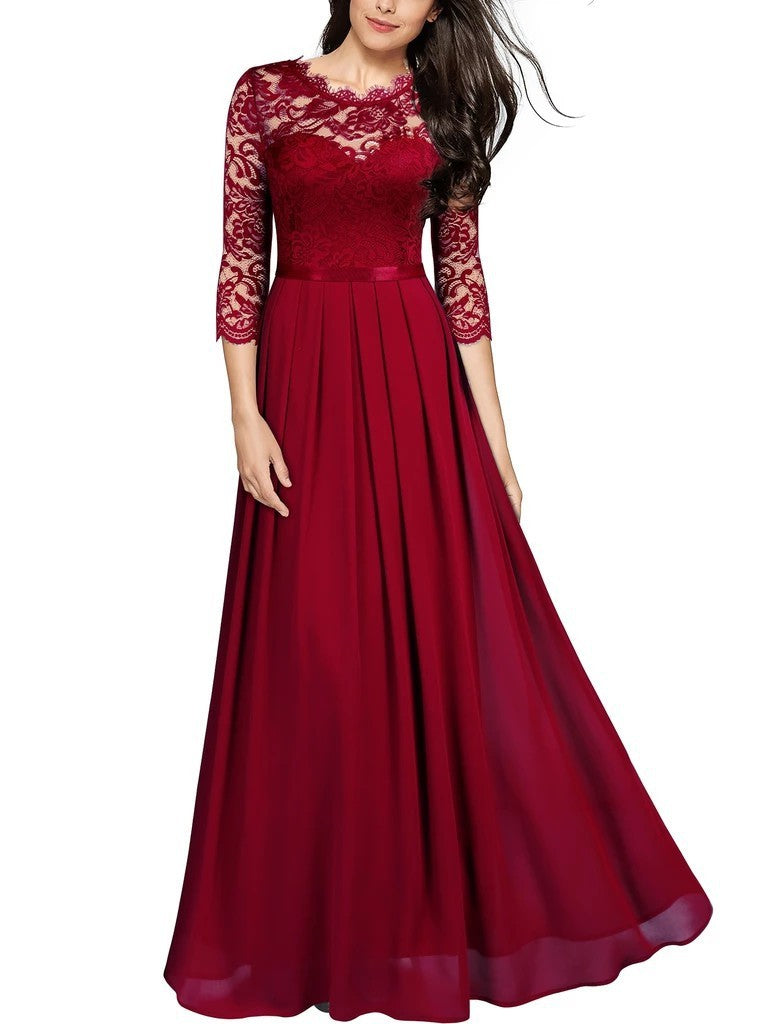W&W Mode | Elegantes Chiffon Kleid Mit Spitzen Einsätzen Für Brautjungfern