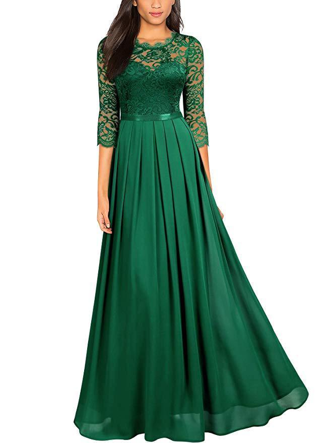 WW | Elegantes Chiffon Kleid Mit Spitzen Einsätzen Für Brautjungfern