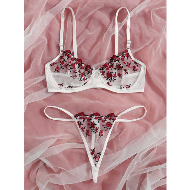 WW | Verlockend Unterwäsche Floral Stickerei Erotische Dessous Set