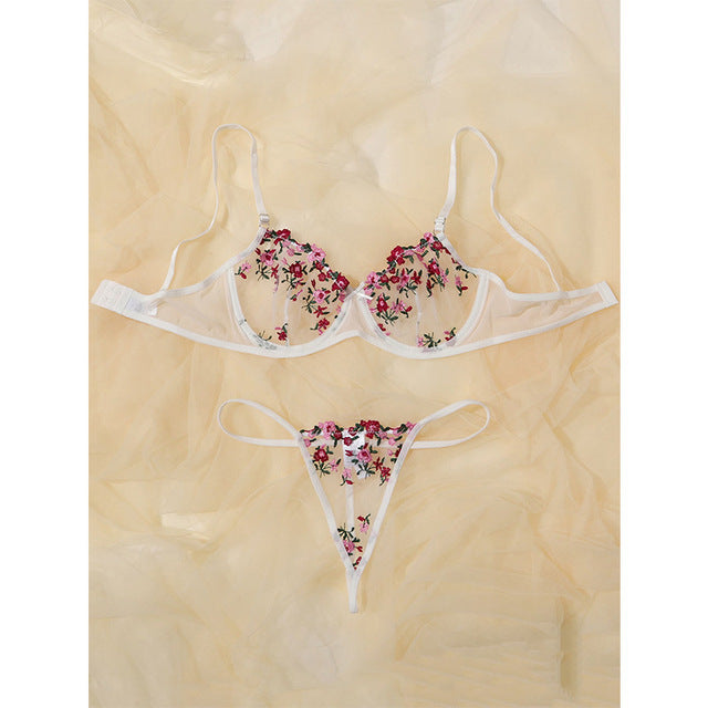 WW | Verlockend Unterwäsche Floral Stickerei Erotische Dessous Set