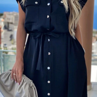 WW | Elegant Solid Frenulum Spange Polo Kragen A-Linien Kleider