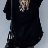 WW | Zerrissene Alte Umgeschlagene Kragen Lange Ärmel Denim Jacke