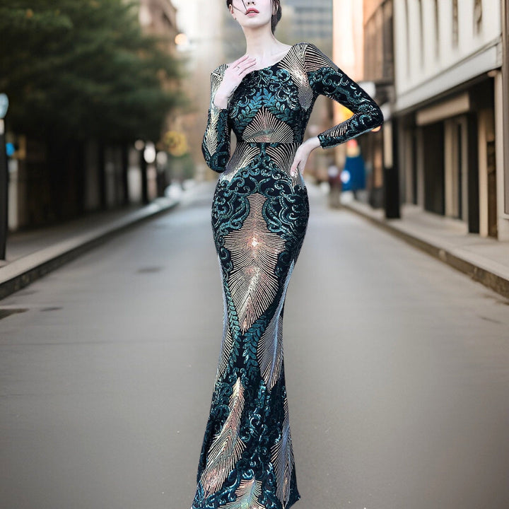 W&W Mode - Hochwertiges, rückenfreies Pailletten-Kleid