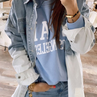 WW | Zerrissene Alte Umgeschlagene Kragen Lange Ärmel Denim Jacke