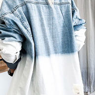 WW | Zerrissene Alte Umgeschlagene Kragen Lange Ärmel Denim Jacke