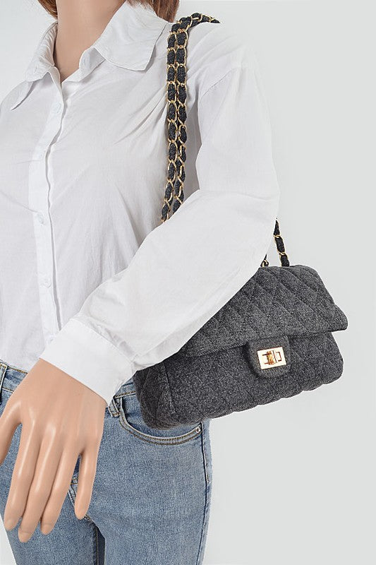 WW | Denim Gesteppte Umwandelbare Schultertasche