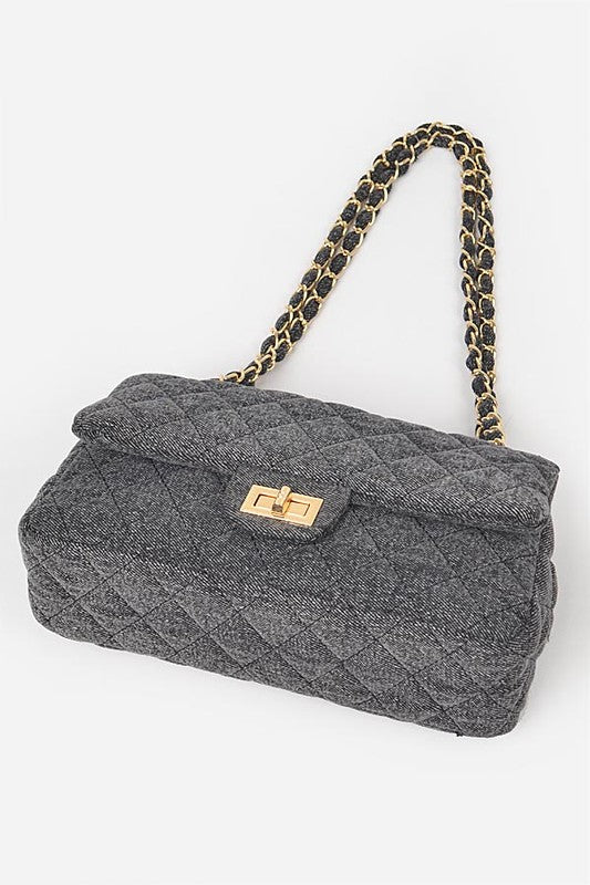 WW | Denim Gesteppte Umwandelbare Schultertasche