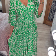 WW Kleid | Modisches Maxikleid mit V-Ausschnitt und Blumenmuster für Frauen