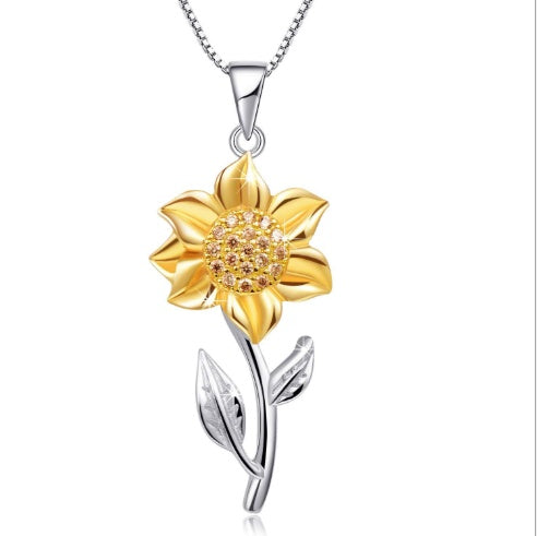 WW | Goldene Halskette Aus Sterlingsilber Mit Sonnenblume