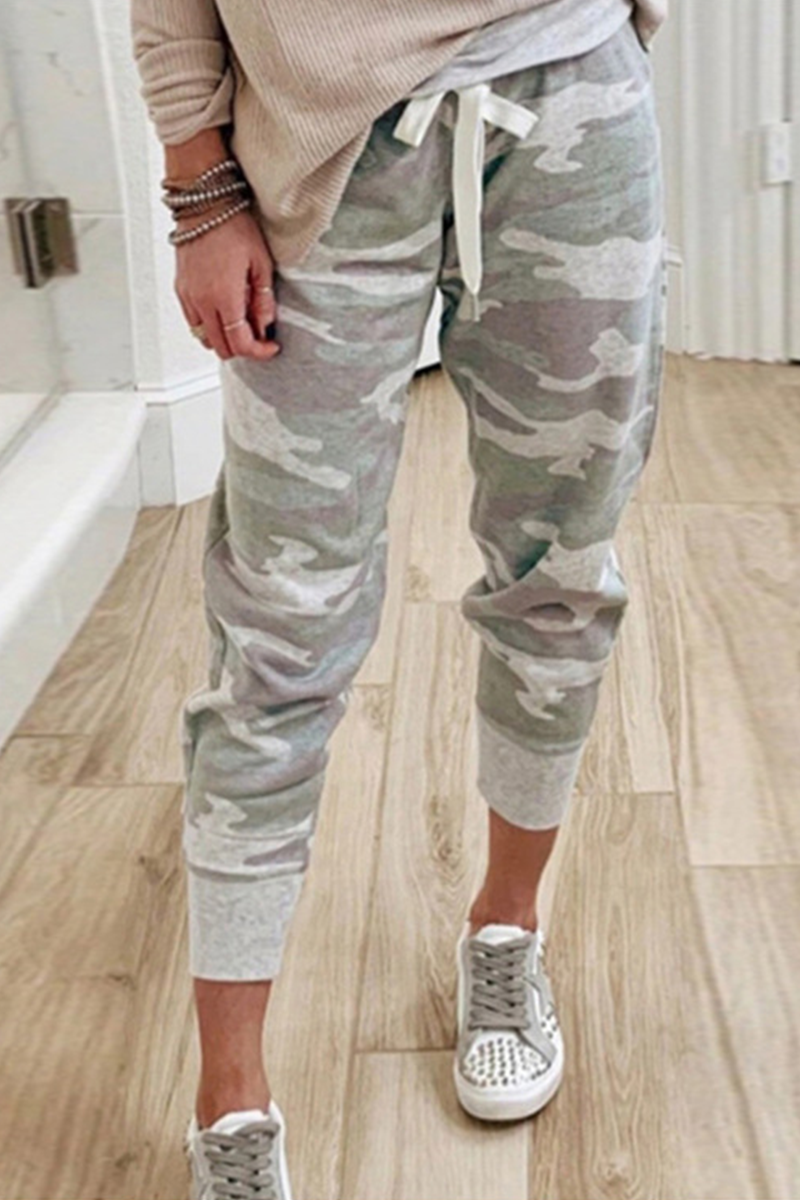 WW | Lässig Camouflage Druck Draw String Capri Patchwork Hosen