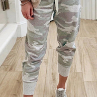 WW | Lässig Camouflage Druck Draw String Capri Patchwork Hosen