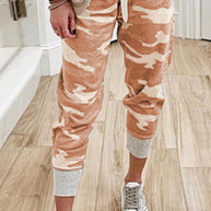 WW | Lässig Camouflage Druck Draw String Capri Patchwork Hosen