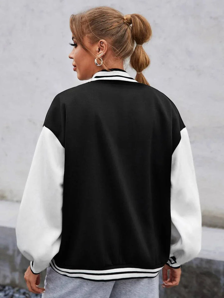 W&W Mode | Varsity Bomberjacke Damen - Buchstabenprint Freizeitjacke
