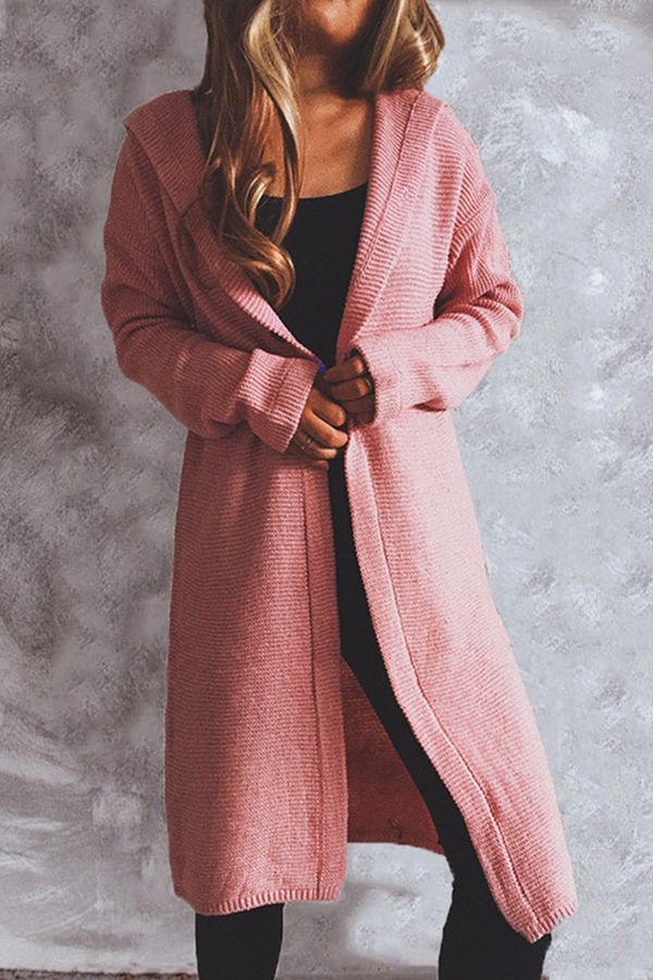 WW | Eleganter und Vielseitiger Langer Strickmantel mit Kapuze