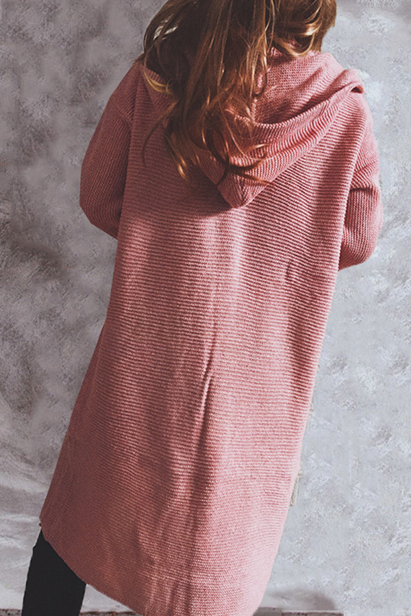 WW | Freizeit Solide Knöpfe Basisch Kapuze Kragen Oberbekleidung Pullover
