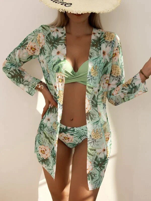 W&W Mode in-1-Bikini-Set mit Blumenmuster (Bestseller)