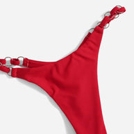 WW | Roter Halter-Triangle-Bikini mit Ringdetail für Damen