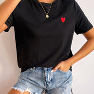 WW | Damen T-Shirt Mit Herz Detail Minimalistisch, Lässig & Kombinationsstark