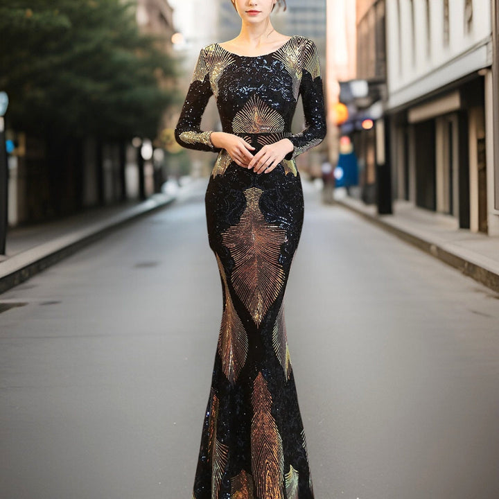 W&W Mode - Hochwertiges, rückenfreies Pailletten-Kleid