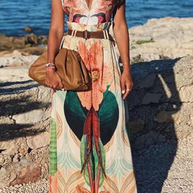WW | Lässige Print Patchwork V-Ausschnitt Gerade Jumpsuits
