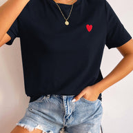 WW | Damen T-Shirt Mit Herz Detail Minimalistisch, Lässig & Kombinationsstark